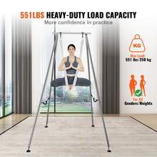 Marco de yoga aéreo y hamaca de yoga, soporte de columpio de yoga profesional de 9,67 pies de altura, viene con hamaca aérea de 6,6 yardas, capacidad de carga máxima de 551,15 libras, plataforma de yoga para yoga aéreo en interiores y exteriores, color blanco - Blanco - Ver 2