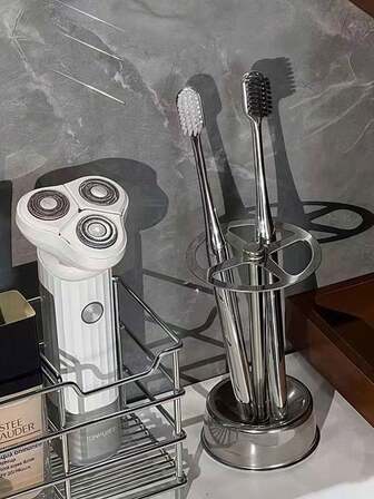 1/2 tandborsthållare i rostfritt stål - multifunktionell organiseringsställning för badrum, skrivbord, sminkbord, sovrum, vardagsrum, mångsidig förvaringslösning