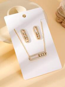 3 件套奢华三重 CZ 滑动圆项链、锁骨链和耳环套装，18k 镀金铜首饰，女士日常、约会、婚礼、情人节、母亲节配饰或礼物（无卡） - 金色 - 查看 5