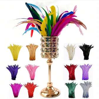 20 piezas Plumas de cóctel negras - Plumas artificiales de poliéster largas de 10-12 pulgadas, adecuadas para manualidades DIY, disfraces de Halloween, fiestas y decoraciones, diseño de plumas de colores | Plumas decorativas multifuncionales, suministros de artesanía