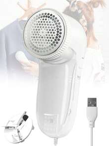 插電式布料剃毛器、衣服毛球修剪器、可更換不銹鋼刀片,特適用於沙發和衣物上,白色,1入組