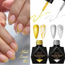 7支装 FOUR LILY 10ml 金属线条美甲凝胶，二合一超细刷法式美甲拉线美甲艺术凝胶 - 彩色 - 查看 3