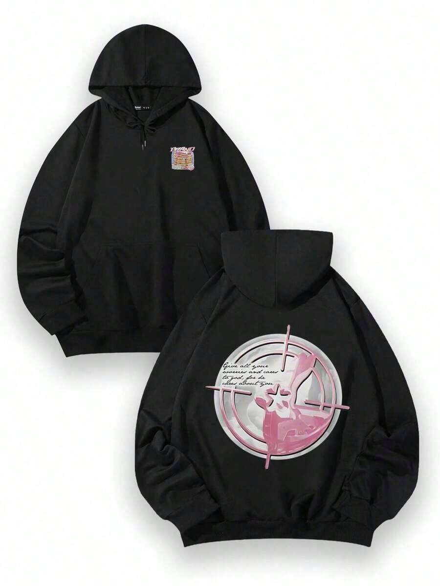 Women Winter ClothesEWH Distressed Washed Cotton Round Neck 270g Double-Sided Printing Men's Hoodie With Soft And Breathable Fabric, Presenting Neon - Black 2 - 查看 1