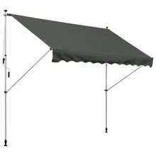 Outsunny Freestanding Outdoor Awning, 300 X 150 Cm, With Crank, Wind Resistant, In Grey Aluminum - Black - View 1