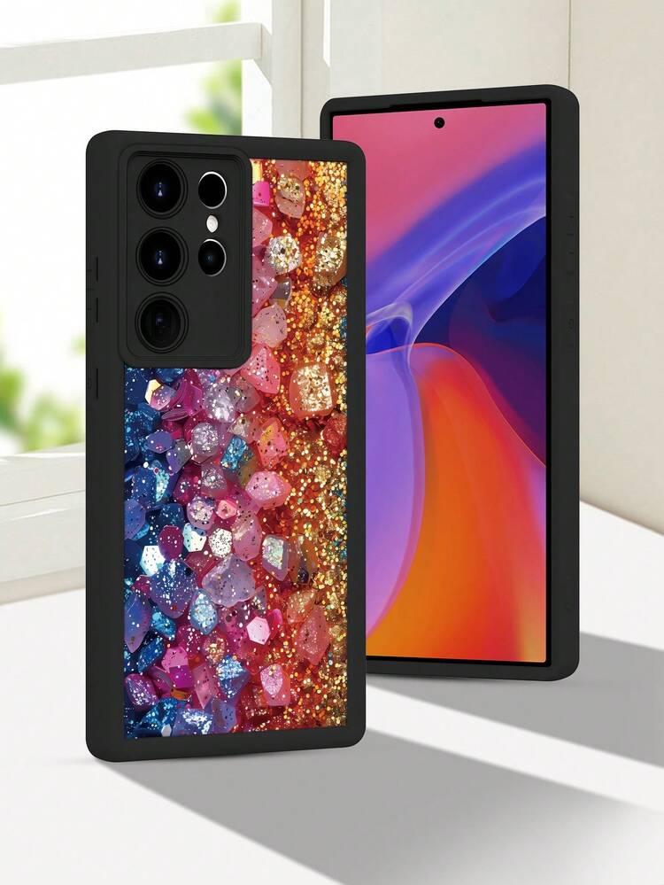 1 pieza Funda de teléfono con diseño de cristales brillantes y partículas de brillo en colores vibrantes ideal para amantes del estilo glamoroso y festivo TPU soft case, protección completa antideslizante y anti-caída, compatible con iPhone17 ProMax/16/15/14/13/12/11/Plus/Pro/ProMax, compatible con Galaxy A34/A35/A54/A55, Galaxy S20/S21/S22/S23/S24/S25 Ultra/Plus, compatible con Galaxy/Redmi/Honor/OPPO/ViVo - Marrón - Añade 6