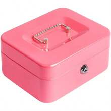 Decaller Cash Box With Money Tray, Metal Locking Money Box With Key Lock For Security, 7 4/5" X 6 1/3" X 3 1/2", Black, QH2003S - ColorC - View 1
