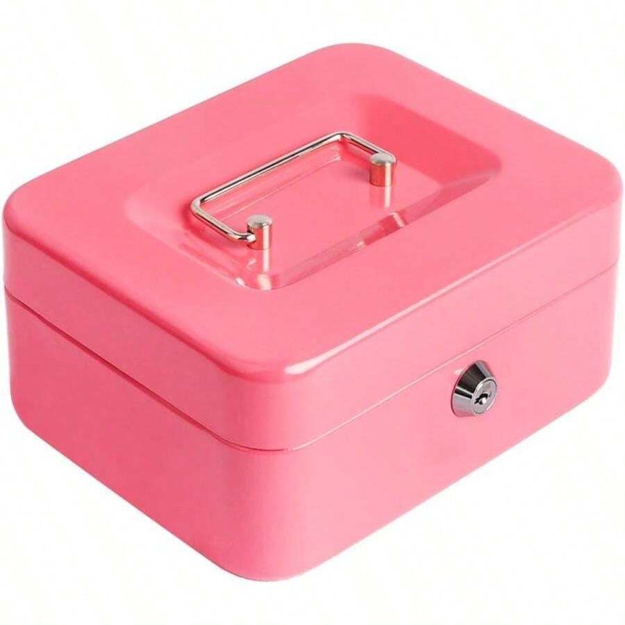 Decaller Cash Box With Money Tray, Metal Locking Money Box With Key Lock For Security, 7 4/5" X 6 1/3" X 3 1/2", Black, QH2003S - ColorC - View 1