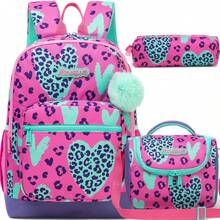 Conjunto de 3 Mochilas Infantis, Unissex para Meninos e Meninas, Ideal para Alunos do Ensino Fundamental e Pré-Escolares, Mochila de Viagem Fofa, Conjunto de Mochila Escolar 3 em 1 - Kit de mochila colorida - Ver 15