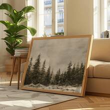 1pc Winter Wonderland Vintage Canvas Wall Art - Vibrant Leaf Pattern Retro & Art Deco Print, Framed/Unframed Horizontal Home Decor For Living Room, Office & Hotel Gifts - Multicolor - View 5