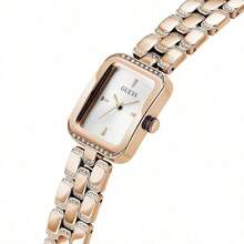 Guess Relógio de Pulso Feminino GW0865L4, Relógio de Quartzo Clássico de Moda com Pulseira, Mostrador Quadrado Verde Claro em Aço Inoxidável, Relógio de Pulso Feminino da Moda, Presente de Natal Perfeito, Adequado para Uso Diário, Presente de Aniversário/Aniversário para Mãe, Amante, Namorada