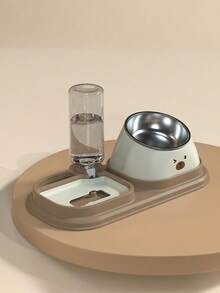 3-In-1 Cat/Dog Food & Water Bowl Set, Detachable Slanted Slow Feeder Bowl With Automatic Water Dispenser, Suitable For Cats And Small/Medium Dogs - Multicolor - View 9