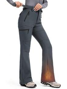 Women's-Snow-Ski-Pants Water-Resistant Fleece Lined Winter Hiking Snowboard Thermal Insulated 5 Pockets - Xám - Xem 12