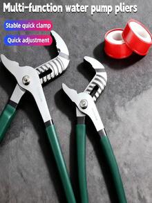 1pc 10/12 Inches Water Pump Pliers With PTFE Thread Seal Tape (2 Rolls), Adjustable Groove Joint Design, Smooth Jaw Adjustment, Stable Grip, Non-Slip Handle, For Pipe Work, Home Repair, Bathroom And Kitchen Maintenance, DIY Daily Use - Multicolor - View 2