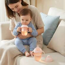 Taza con pajita de entrenamiento de silicona, suave, a prueba de fugas y fácil de agarrar, resistente al calor y esterilizable, taza con boquilla para bebés en proceso de aprendizaje (210ml) - Multicolor - Ver 9