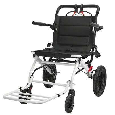 20 Inches Portable Folding Transport Wheelchair, Ultra-Light Wheelchair (Only 14lbs) With Telescopic Handle & 12 Inches Rear Wheels, Wheelchairs For Adults And Seniors, Support 120kg