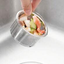 304不锈钢厨房水槽滤篮，蔬菜清洗盆沥水篮，防止堵塞 - 銀色 - 查看 4