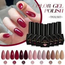 FOUR LILY 7 Stück/Set VIER LILIEN 10ml Weihnachts-Rot Nagel-Gel Lack Set, Braun Abweichbarer Gel-Nagellack, Nagellack-Set - Rot - Übersicht 9