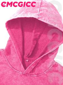 EMCGICC Manfinity Y2k Men Washed Hoodie,Street Outdoor Life Hip-Hop Style Christmas Thanksgiving Gifts Men's Sweatshirt Washed Hoodie - Retro Distressed Washing Process Long Sleeves Regular Fit Street Style Digital Printing Casual Pullover With Kangaroo Pocket Ideal Gift - 玫紅色 - 查看 6