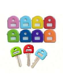 3/6/9/18pcs Multi-Color Retractable Key Finders With Tags, 2.8cm/1.1" Expandable Key Identifiers Fit Most Keys, Soft Protective Covers, Easy To Identify Door Keys - Fashionable, Durable And Easy To Install, Includes Blank And Pre-Printed Tags, Men's Home Office Organizer Accessories, Key Fob Identifiers, Compact Key Tags, Minimalist Design, High-Quality Key Chains, Key Tag System, Men's Accessories - Multicolor - View 9