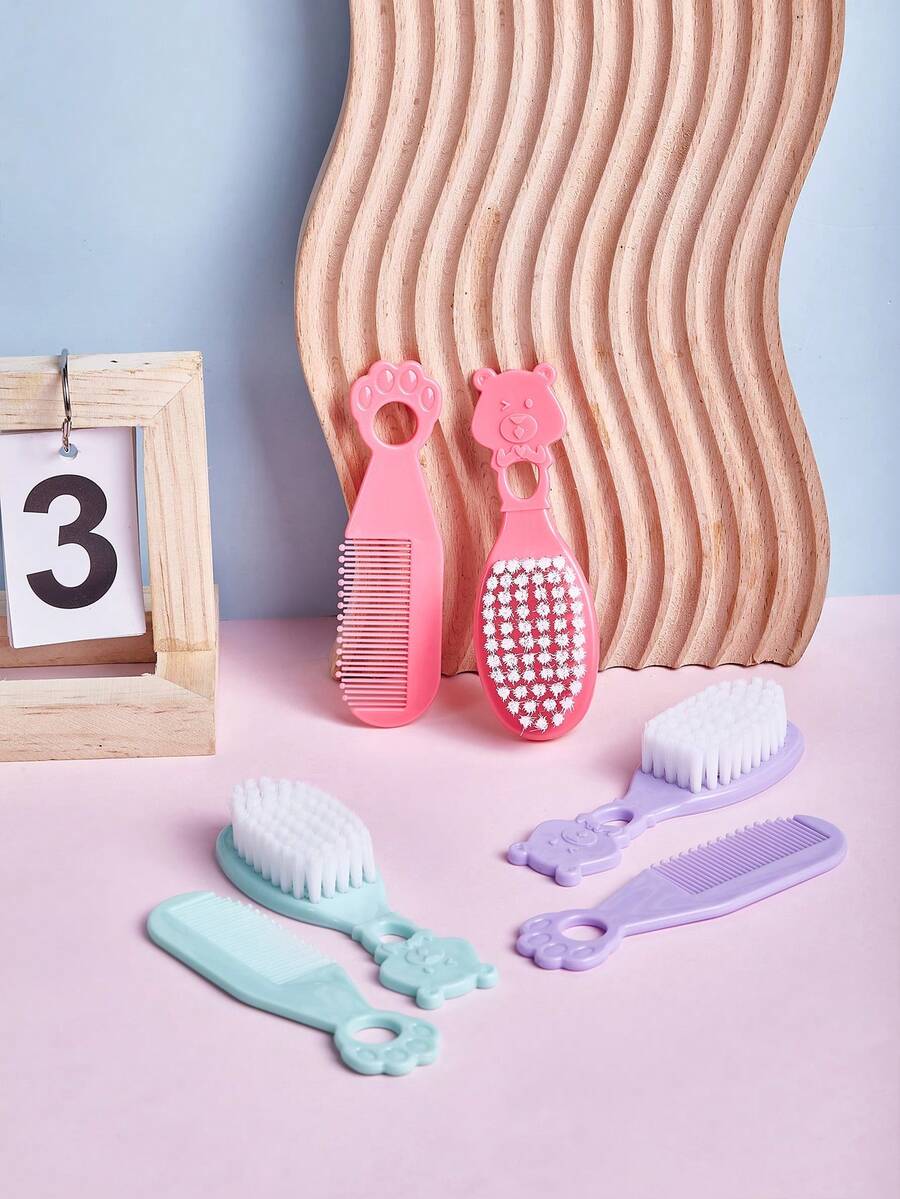 2pcs/Set Newborn Baby Comb, Infant Head Care Comb Set, Children Massage Brush Set