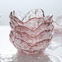 1pc Pink Sakura Plate, Gold-Rimmed Transparent Seasoning Dish, Glass Material, Small Plate, Nordic Style Gold Inlaid Glass Seasoning Bowl, Barbecue Seasoning Dish, Flower Petal Bowl, Glass Seasoning Plate - Pink - View 7