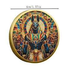 1/3 szt. Psiej Głowy Boga Anubisa, pozłacana moneta pamiątkowa, starożytna egipska moneta kolekcjonerska Strażnika Śmierci - Złoto - Zobacz 9