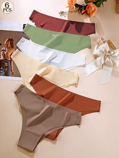 Aofeiqike 6条无缝健身女士内裤，冰丝运动瑜伽款，欧美风性感比基尼内裤，穿着舒适凉爽，法式乡村甜美风三角内裤，显瘦女士内裤：多色可选，无缝设计，舒适亲肤，性感半贴身，运动风，隐形三角裤