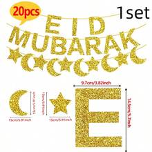 1set Eid Mubarak Banner, Glitter Gold Moon Star Eid Mubarak Banner For Holiday Ramadan Mubarak Home Decorations Supplies - Gold - View 11