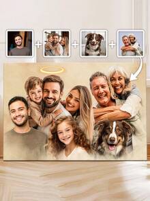 Catygift Customized Family Photo Collage Canvas Print, Personalized Family Canvas Wall Art, Unique Family Photo Gift For Mom, Dad, Anniversary - As Shown - View 6