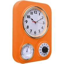 HAWT- 9.5 Inch X 12.5 Inch - Retro Kitchen Wall Clock Vintage Wall Clock With A Thermometer And 60-Minute Timer Ideal For Any Kitchen Office Or Diner Orange - Orange - View 2