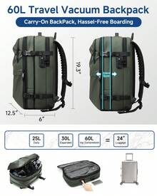 Sea Choice Vacpack Backpack Laptop Backpack Fit For 16 Inch Expandable Backpack With Vacuum Compression TSA Lock Backpack - Army Green - View 4