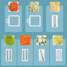 [Vegetable Slicer] 16In-1 Vegetable Chopper, Professional Onion Chopper, Multi-Functional Food Chopper, Kitchen Vegetable Slicer And Dicer, Vegetable Chopper With 8 Blades, Carrot Chopper With Container Father Gift - 升級版藍色 - 查看 5