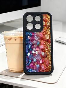 1 pieza Funda de teléfono con diseño de cristales brillantes y partículas de brillo en colores vibrantes ideal para amantes del estilo glamoroso y festivo TPU soft case, protección completa antideslizante y anti-caída, compatible con iPhone17 ProMax/16/15/14/13/12/11/Plus/Pro/ProMax, compatible con Galaxy A34/A35/A54/A55, Galaxy S20/S21/S22/S23/S24/S25 Ultra/Plus, compatible con Galaxy/Redmi/Honor/OPPO/ViVo - Burdeos - Ver 3