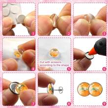 TOAOB 300pcs Sublimation Blanks Stud 10mm Stainless Steel Set With Blanks Bezel Trays Sublimation Glass Cabochons Setting Earring Backs And Stickers For DIY Jewelry Findings,10mm - 10mm - Xem 7