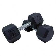 Kit de Mancuerna hexagonal de caucho Lincky de 10, 15, 20 y 25 libras, Par de mancuernas Ideal para ejercicio en casa, gym, crossfit, ejercicio de entrenamiento de fuerza profesional o hogar. - Negro - Ver 10