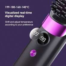 便携式无线直发梳，快速加热，适合所有发质，防烫设计，LED数字显示屏，可充电，轻巧便携，适合居家和旅行使用，时尚手柄设计，专业造型工具，送给女性的理想礼物，圣诞礼物