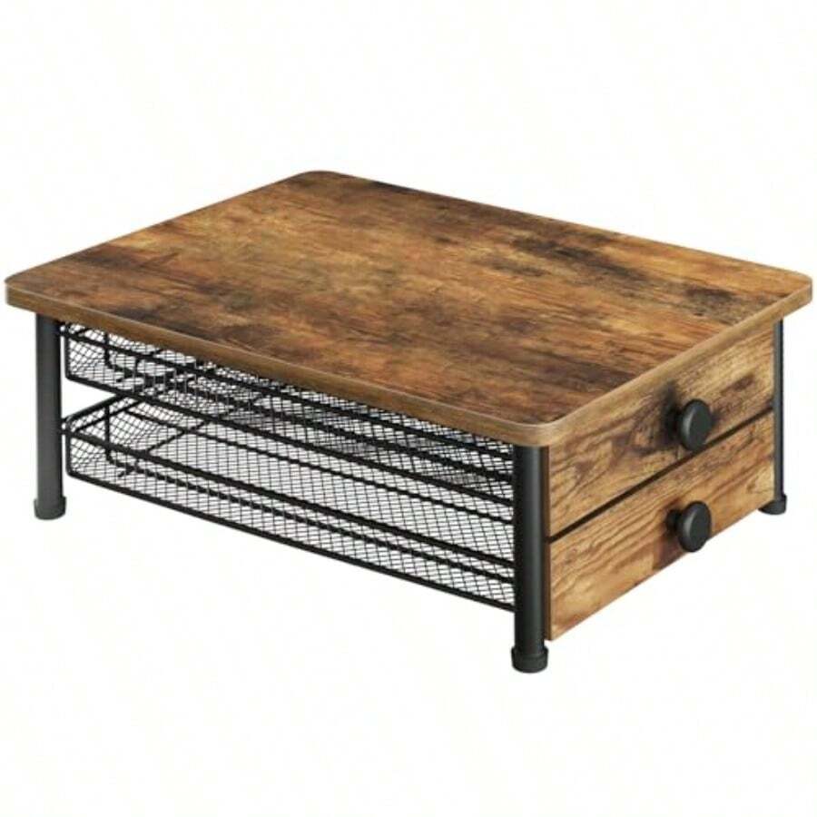 Soporte para cajones de cafe organizador de almacenamiento de capsulas de cafe de 70 capacidades cajon de capsulas de cafe de 2 niveles para taza K para cocina en casa cafe rustico - Marrón rústico y negro - Ver 1