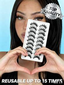 7 Pairs Manga Lashes Faux Mink Eyelashes, Natural & Thick False Eyelashes, Makeup Travel Essentials (TEN03)