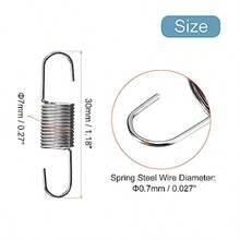 uxcell - Resorte extendido 0.027 x 0.27 x 1.18 pulgadas/0.7 x 7 x 30 mm 50 resortes de tension de doble gancho de acero para construccion de maquinaria - como en la foto - Ver 2