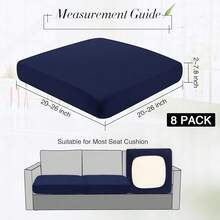 Newwiee 8Pcs Patio Cushion Covers Stretch Outdoor Cushion Cover Replacement For Patio Furniture Sofa Couch Slipcovers, Soft Flexibility Washable Furniture Protector(Waterproof Pure,Navy),One-Size,NavyWaterproofPure - 海軍藍防水純色 - 查看 3
