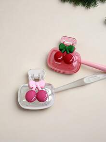 Cherry Design Toothbrush Holder, Cute Cherry Pattern, Compact And Portable Design For Easy Carrying, Protects Toothbrush Head, Features Dual Holes For Drainage And Ventilation,For Home, Dorm & On-The-Go Use | Cute Toothbrush Head Holder For Bathroom Organization, Ideal For Home, Dorm