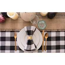 DII 100% algodón, Lavable a máquina, Mantel Individual a Rayas francesas para cenas, Verano y picnics Aire Libre, (Red Stripes), Table Runner - 14 x 72, 1(negro y blanco) - Multicolor - Ver 4