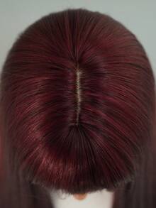 Elegant-30 Inch Velvet Wine Wigs For Women, Long Straight Wigs With Bangs, High Quality Soft Synthetic Fiber Wigs For Women Daily Wear, Festival Ready Party Use, Perfect Gift - Beginners Glueless Wig Accessories - 酒紅色 - 查看 8