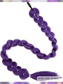 30 Inch Purple Braided Ponytail, Elastic Long Braid With Laser Decoration, Synthetic Heat-Resistant Fiber Wig, Suitable For Women's Daily Wear, Suitable For Various Occasions, Halloween - Multicolor - View 5