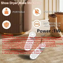 USB供电干鞋器，3档定时烘干机，鞋子除臭，智能折叠式干鞋器，家用，不含电池，适用于万圣节、圣诞节，成人保暖干鞋，排气保护，杀菌，适用于靴子和鞋子 - 白色 - 查看 6