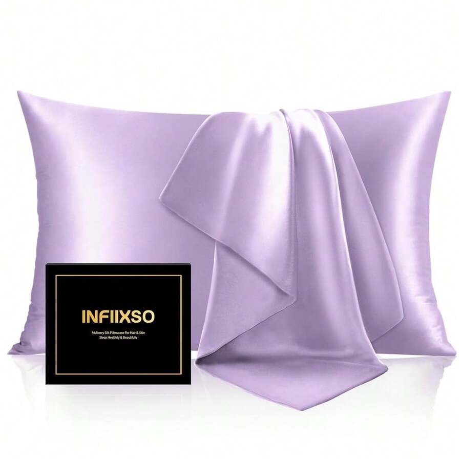 INFIIXSO Mulberry Silk Pillowcase For Hair And Skin, Silk Pillow Cases FQueen Size With Hidden Zipper 20x30 Inches, Extraordinary Smooth And Soft Cooling Pillow Cases For Hot Sleepers(Lavender, 1 Pack),FQueen(20inchX30inch),Lavender - Lavender - 查看 1