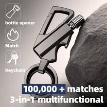 El encendedor de llavero infinito, ideal para amantes de la naturaleza: reutilizable, llavero múltiple, abridor de botellas. Impermeable, Portátil-Ideal para Camping, Senderismo, BBQ, Supervivencia, Aventuras de Ligniting (1Pc) - Gris-1 - Ver 11