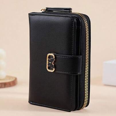 New Clasp Wallet With A Single Zipper, Featuring A Large Capacity And Multiple Card Slots, Women Who Prefer A And Simple Style.