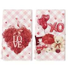 2/4pcs Striped Car, Flower Bouquet, Heart, Crane Print Towel Set, Romantic Valentine's Day Gift, Super Absorbent Microfiber Modern Dish Cloth, Cooking Baking Tea Towel, Washing Rag, Hand Towel, Extremely Soft & Highly Absorbent, Kitchen Decor, Neighbor/Mom/Birthday Gift, Housewarming Present For Friends, Kitchen Accessories, Household Necessities, Towel Set, Bathroom Towel