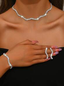 1pc Silver Color Necklace Set For Girls